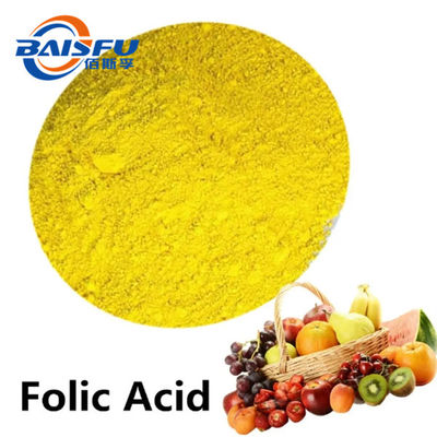 Shaanxi Baisfu pure plant extract yellow or orange yellow crystalline powder Folic acid CAS: 59-30-3 Food Grade for medicine