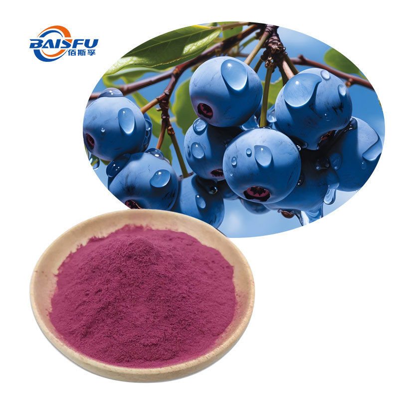 Baisfu pure natural Bilberry extract CAS 84082-34-8 Purple fine powder Containing anthocyanins for Food Additive and health supplement
