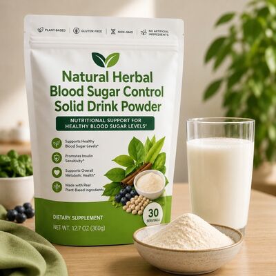 Baisfu Natural Herbal Blood Sugar Control Solid Drink Powder Mulberry Leaf Kudzu Root Ginseng Goji Berry Cassia Seed for Healthy Glucose Support